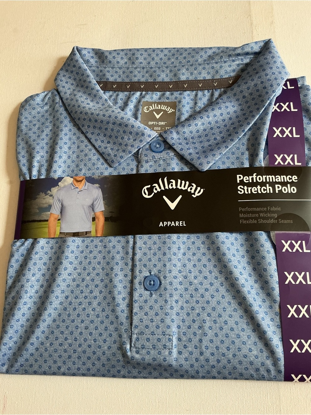 Callaway Light Blue Micro-Pattern Performance Polo - Picture 8 of 16